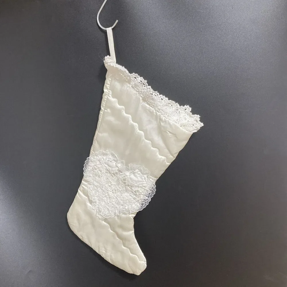 Christmas Stocking Shabby Chic White Vintage‎ Lace Handmade 20